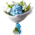 Blue Hydrangea and Freesia Bouquet