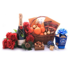 Champagne, Chocolate & Fruit Basket