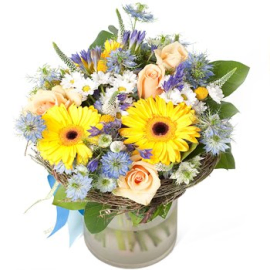 Sun Drenched Daisies & Roses Arrangement