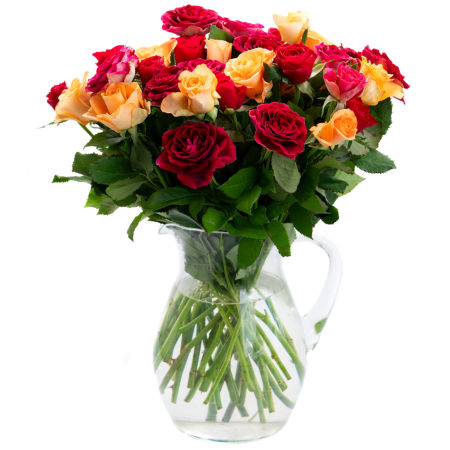 Radiant Rainbow Bouquet With 31 Short Stemmed Roses