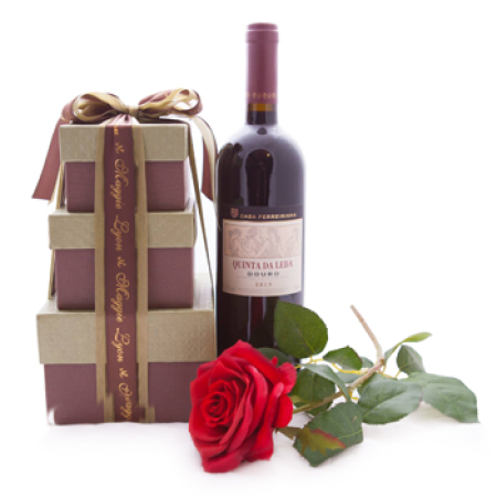 Romantic Gift Tower with Red Wine